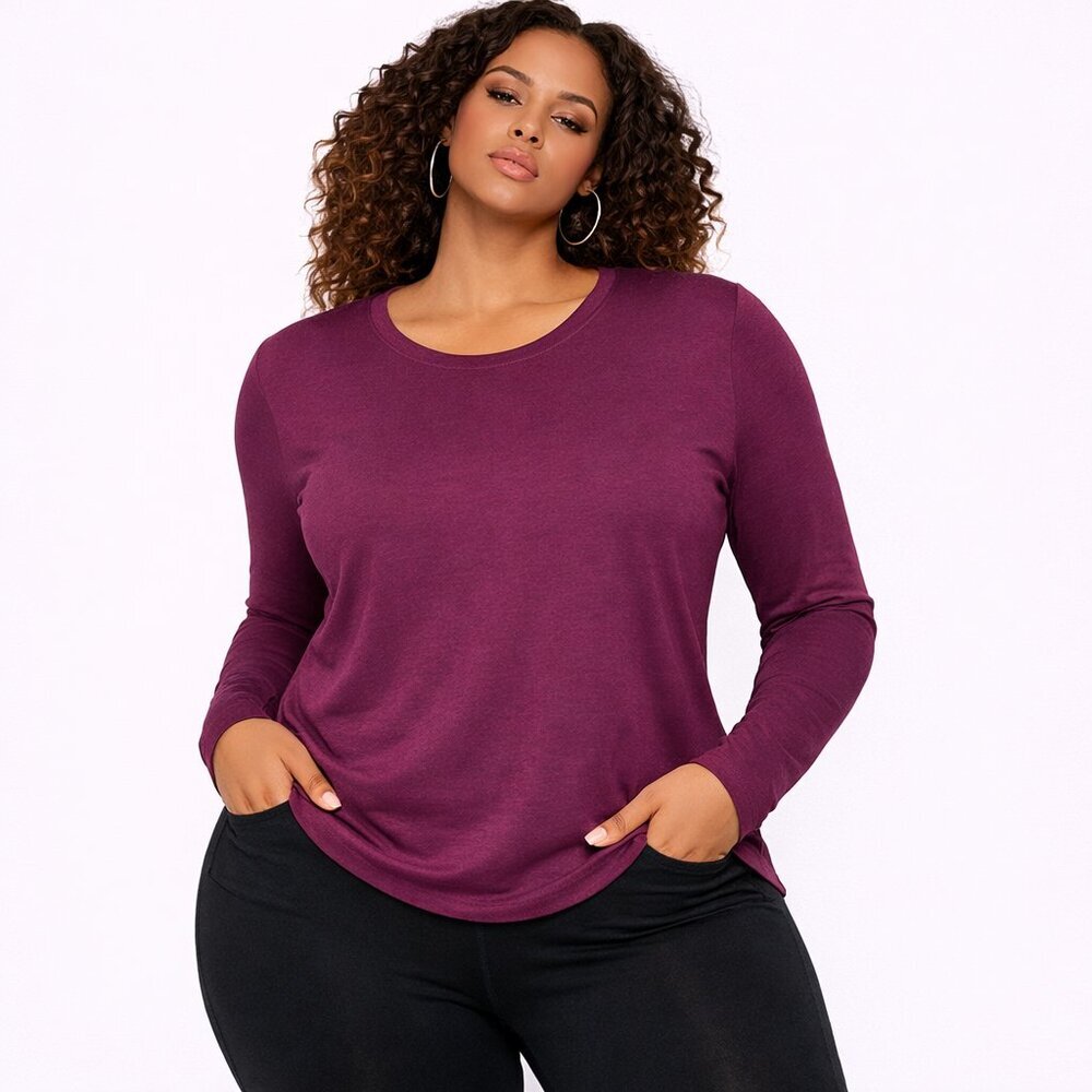 Athletic Works Plum Long Sleeve Active Tee Shirt Size Medium